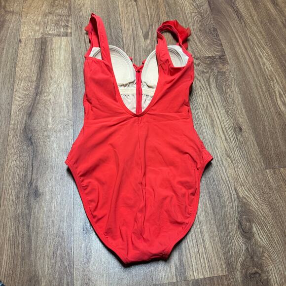 Profile by Gottex Womens Red Ruffled Cut Out One Piece Swim Suit Womens Size 8 - Picture 2 of 8